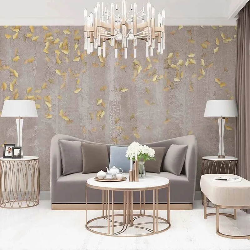 Custom 3D Mural Wallpaper Of Vintage Ginkgo Leaf Backdrop 3D Hall Wall Painting For Living Room Wallpaper For Bedroom Tapety