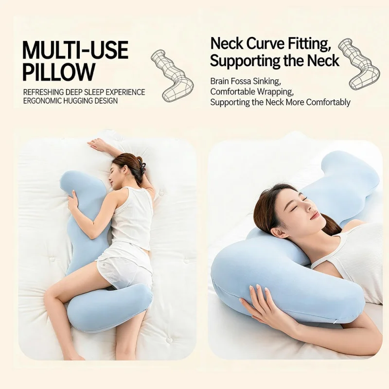 Ice Silk Women's Sleeping Leg Clamp Long Pillow Pregnant Women's Side Sleeping Pillow Removable Washable Four Season Universal