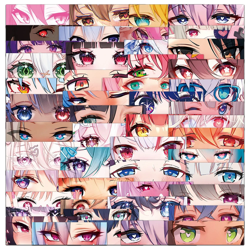 10/30/50PCS Two Dimensional Anime Eyes Cartoon Sticker DIY Phone Laptop Luggage Skateboard Graffiti Decals Fun for Toy