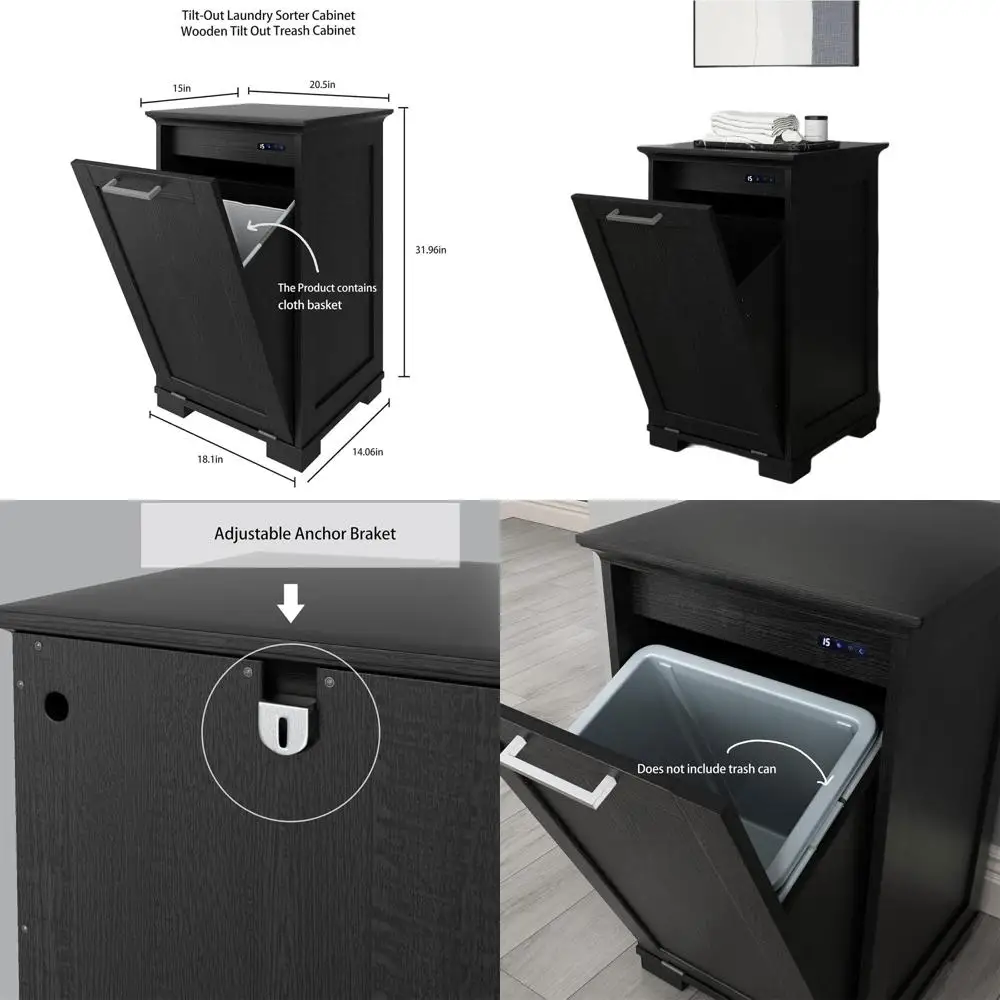 

Черная деревянная подставка для мусорного бака для кухни