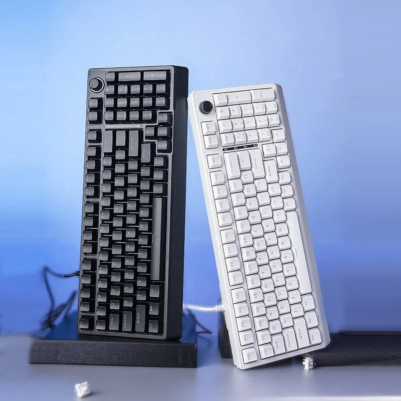 98-Key backlit wired real mechanical keyboard cyan-red axis