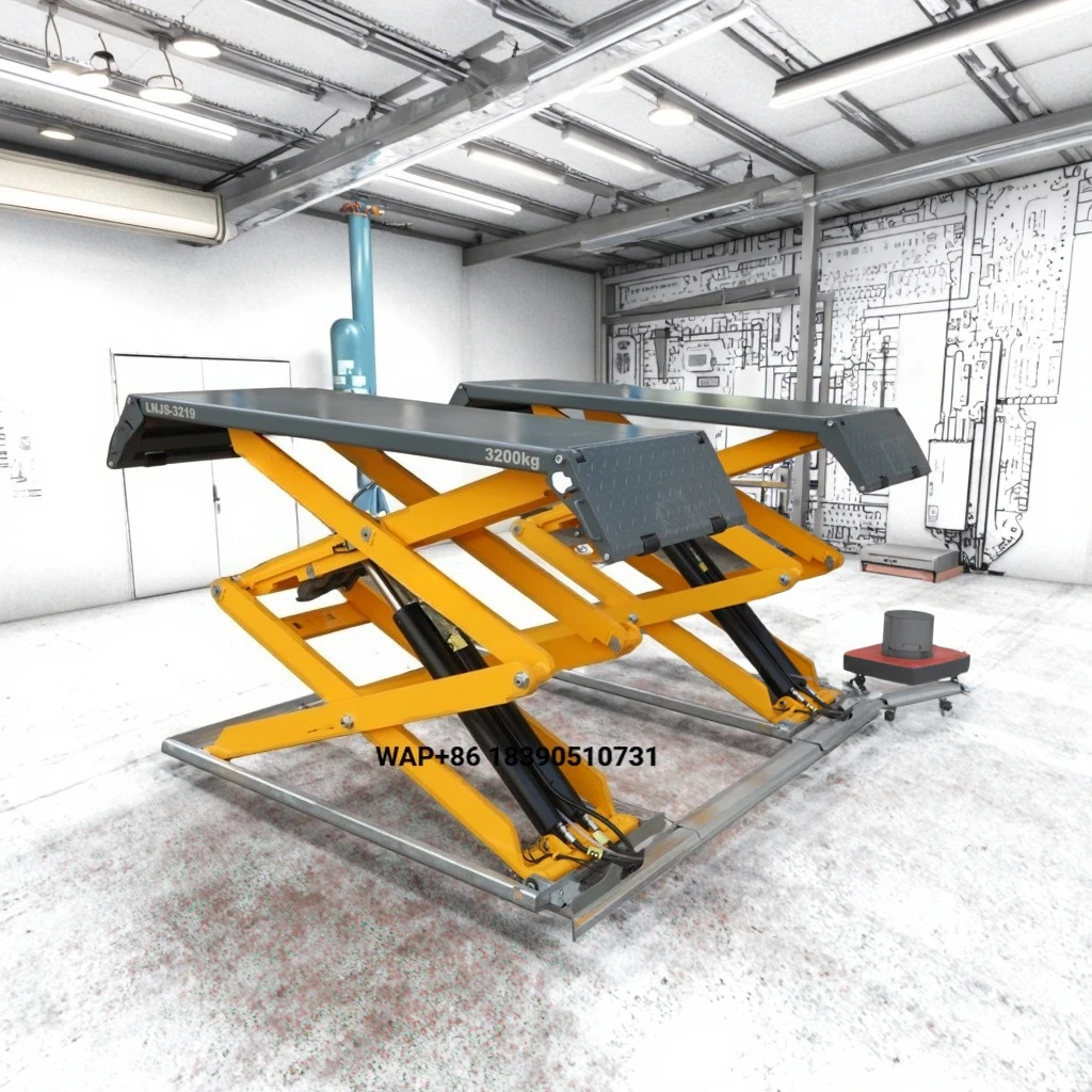 3500KG Auto Service Vehicle Lifting Equipment Hydraulic Car Lift Scissor Jack Double Cylinder Lift