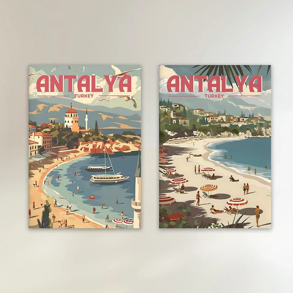 Antalya Travel Print Home Decor Turkey Print Antalya Travel Poster Retro Wall Art Istanbul Turkey Travel Poster Canvas Painting