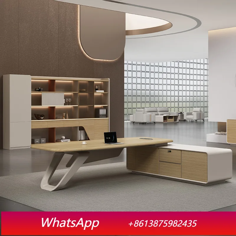 LHM Desk Modern Light Luxury General Manager Leadership Office File Cabinet