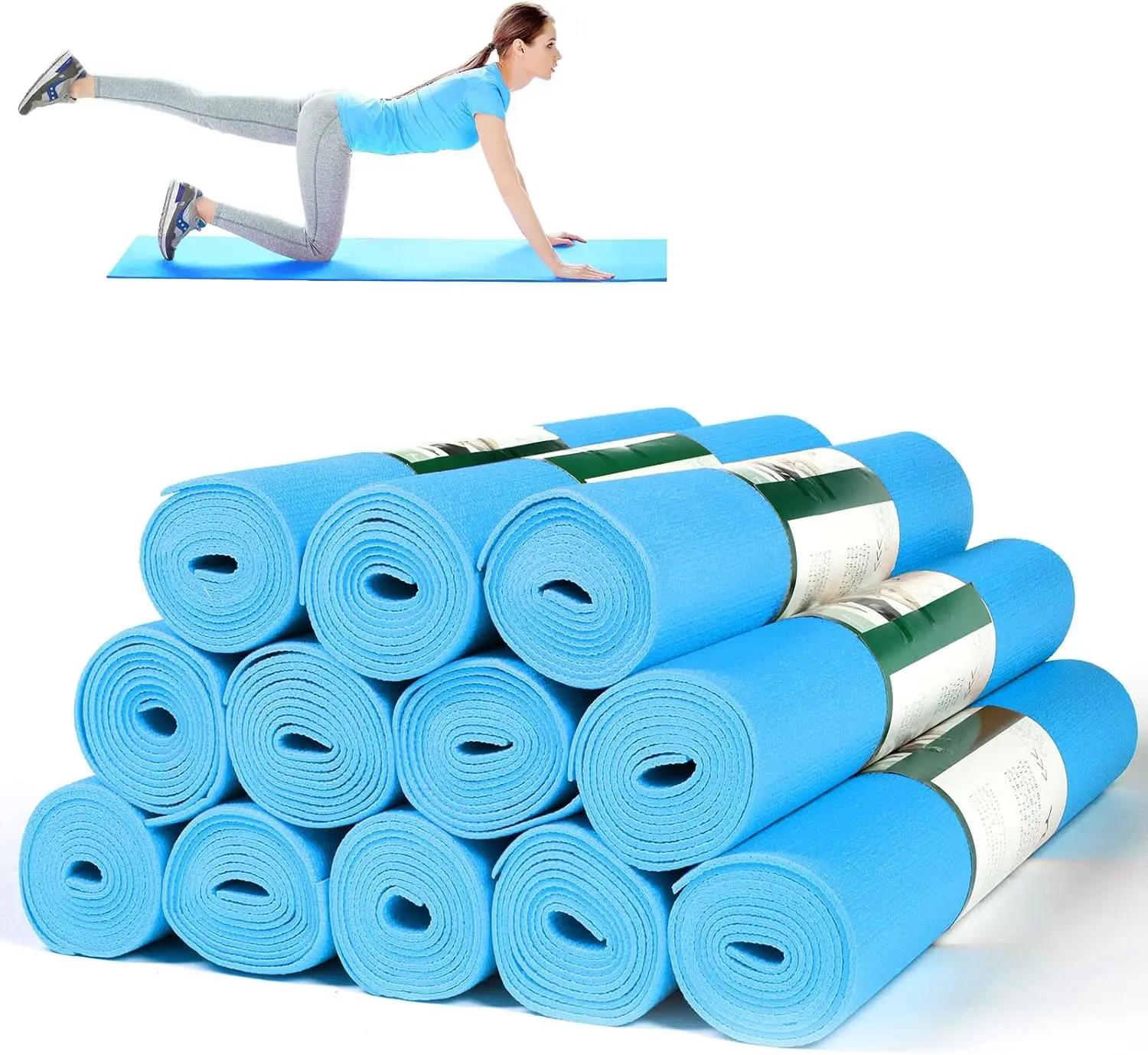 12 Pieces  Bulk 68 x 24 x 0.12 Inch Exercise Mats Non Slip Fitness Mats Workout Mats for Women Men Home Workout Gym Yoga