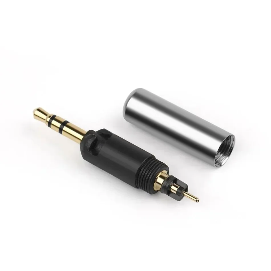 Złącza wtykowe 2,5 mm 3-biegunowe męskie 3/32" do ATH-R70X M50X M40X Gniazda audio słuchawek Pozłacane lutowane otwór na przewód 4 mm — zdjęcie produktu 3