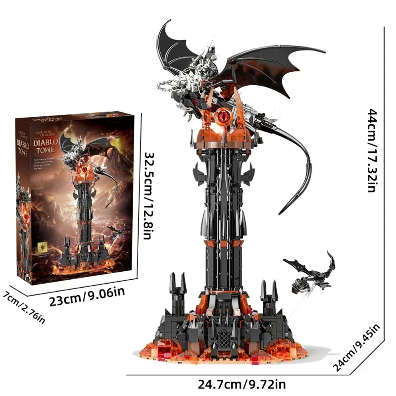 

Кольцо-модель фильма Moc-Lord The Fell Beast, волшебная башня, строительные блоки, замки для крепости, креативные кирпичи, игрушки, подарки Ki.