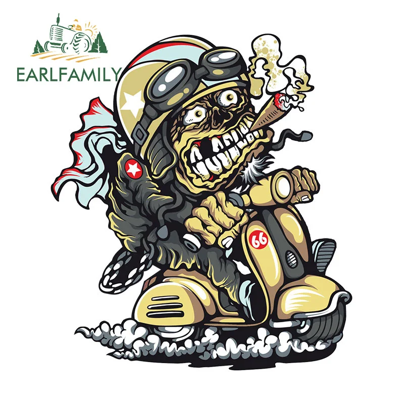 EARLFAMILY 13cm x 10cm V-Twin Engine Head Monster Car Sticker Speed Up & Add Oil Decal Rear Windshield Off-road Trunk Decoration
