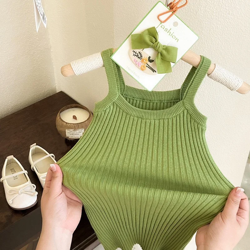 Fashion Baby Girl Knitted Slip Dress Sleeveless Summer Spring Infant Toddler Child Knitted Dress Outfit Baby Clothes 1-10Y