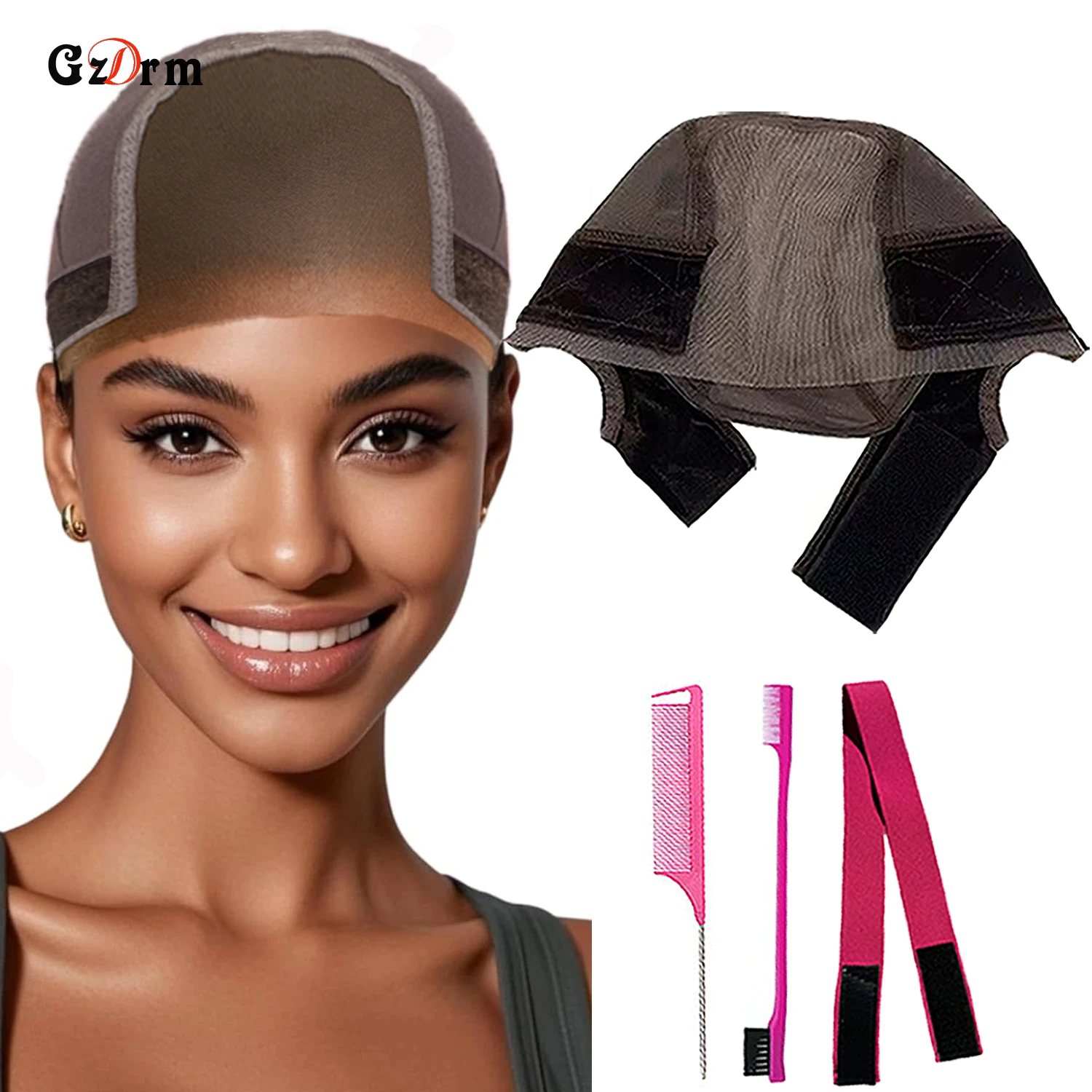 

Middle Lace Wig Cap Gripper Cap for Human Hair or Synthetic Wigs Wig Cap Band to keep Lace Front Wig in place Clear the Ear Cap