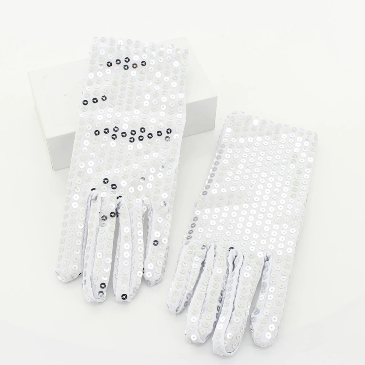 

3pcs Shining Jazz Dance Set Lightweight Costume For Kids Adults Silver Hat M Tie Glove M Festival Party