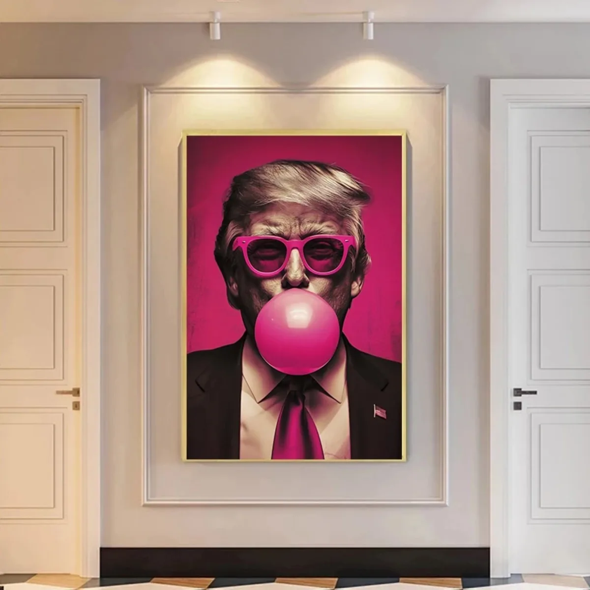 Donald Trump Pink Bubble Gum Poster Fighting Portrait Motivational Canvas Painting Wall Art For Living Room Home Decor Cuadros