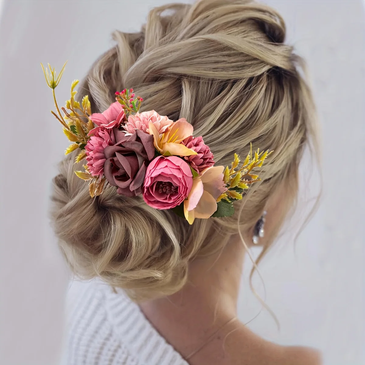 1 قطعة بوهو زهرة ديكور الشعر الجانب مشط الزفاف مشط الزفاف خوذة حفل زفاف إكسسوارات الشعر #5