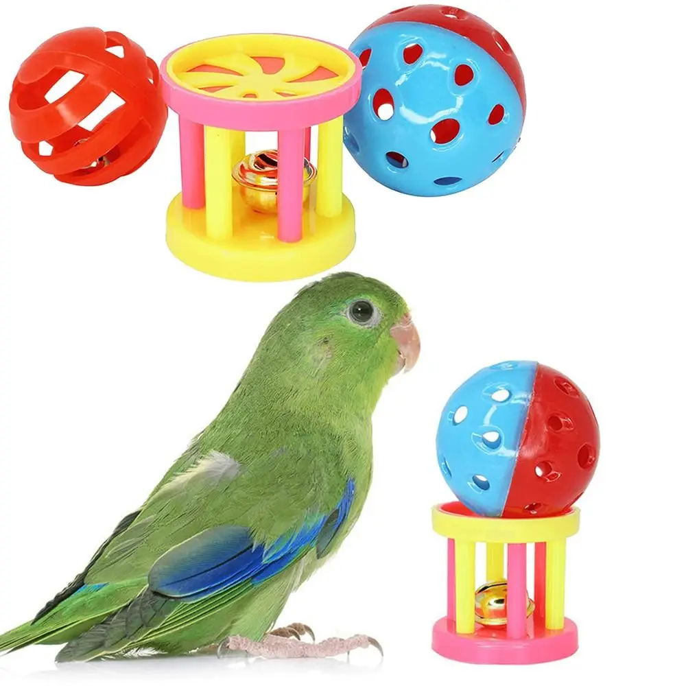 Bird Supplies Plastics Bird Toy Ball with Bell Ball Bird Cage Accessories Parrot Toys Bird Lovers Chewing Toy view 4