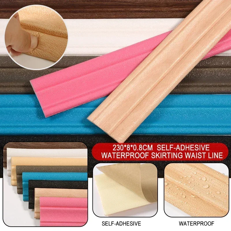 NEW 3D Foam Self Adhesive Wall Stickers Door Frame Edge Strip Edge Band Wall Skirt Decoration Waist Line Wallpaper Skirting