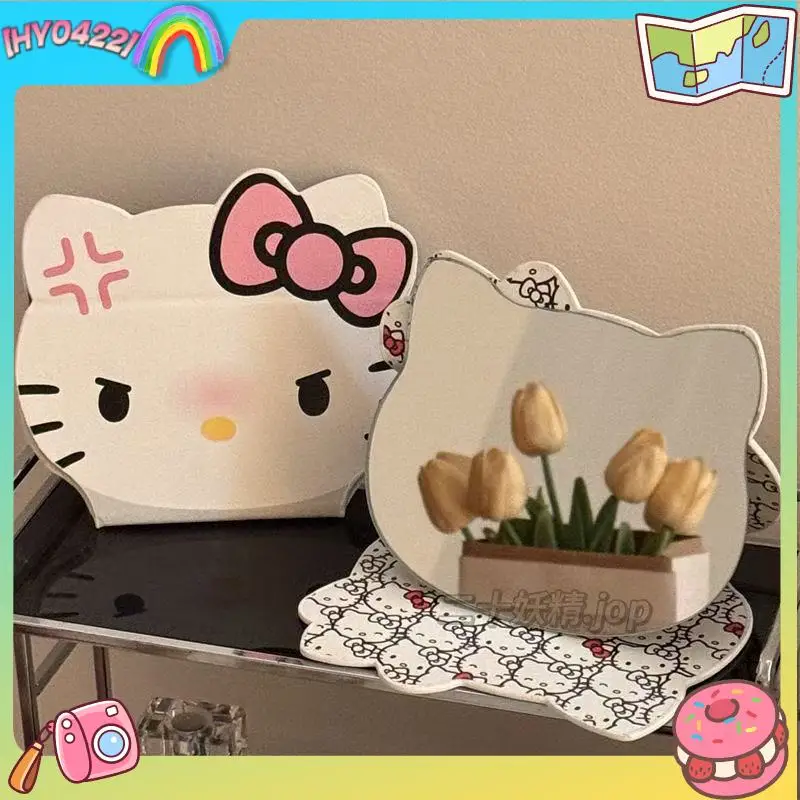 

Складное косметическое зеркало Hello Kitty в стиле кавайи, настольное зеркало для макияжа, портативное зеркало для общежития, для девочек и женщин