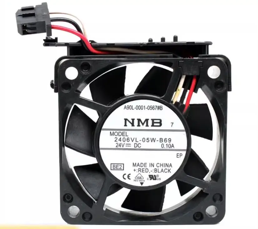 

NMB 2406VL-05W-B69 BE2 DC 24V 0.10A 60x60x15mm 3-Wire Server Cooling Fan