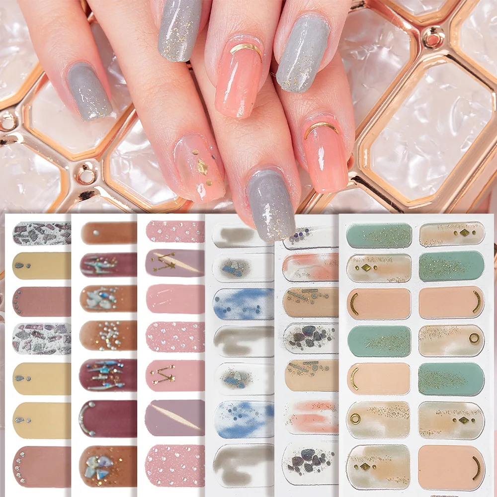 

12 шт. наклеек для ногтей с градиентным эффектом, многоцветные, самоклеящиеся, не требуют УФ-лампы, накладные наклейки для ногтей