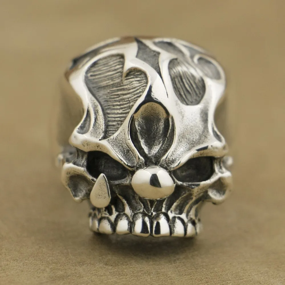 925 Sterling Silver Huge Joker Skull Ring Rock Punk Jewelry TA78 US Size 7~15 BZ