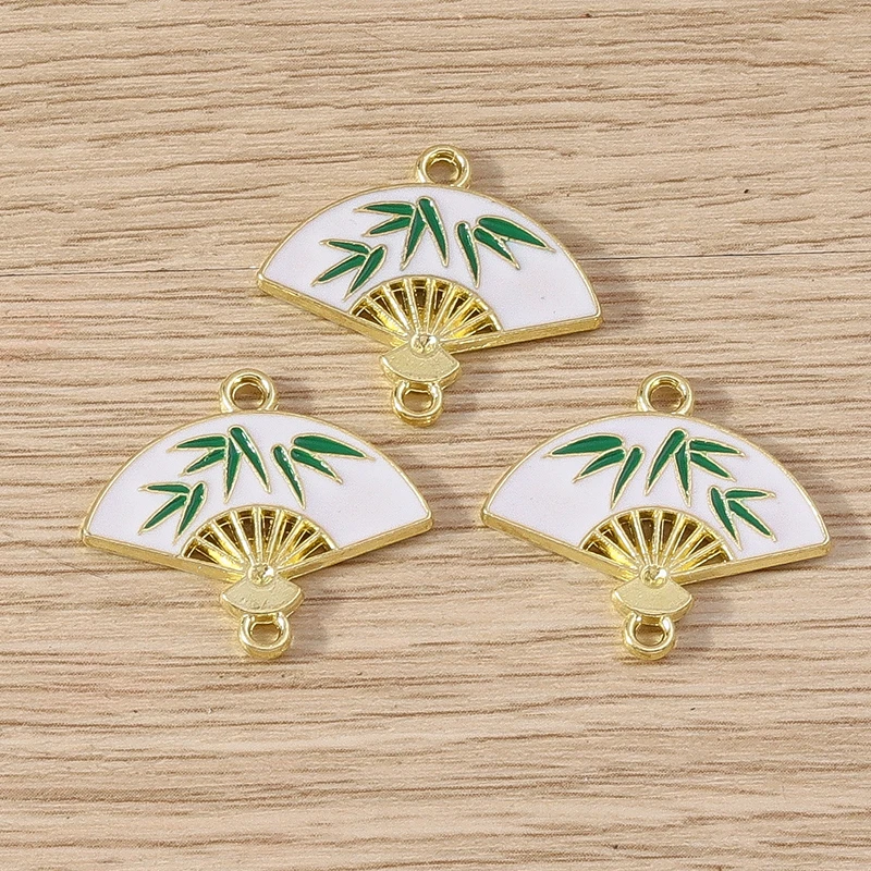 Tusember 20 Stück modische Doppelloch-Emaille-Blumen-Fächer-Anhänger für die Herstellung von DIY-Halsketten, Ohrringen und Schmuckzubehör – Detail 7
