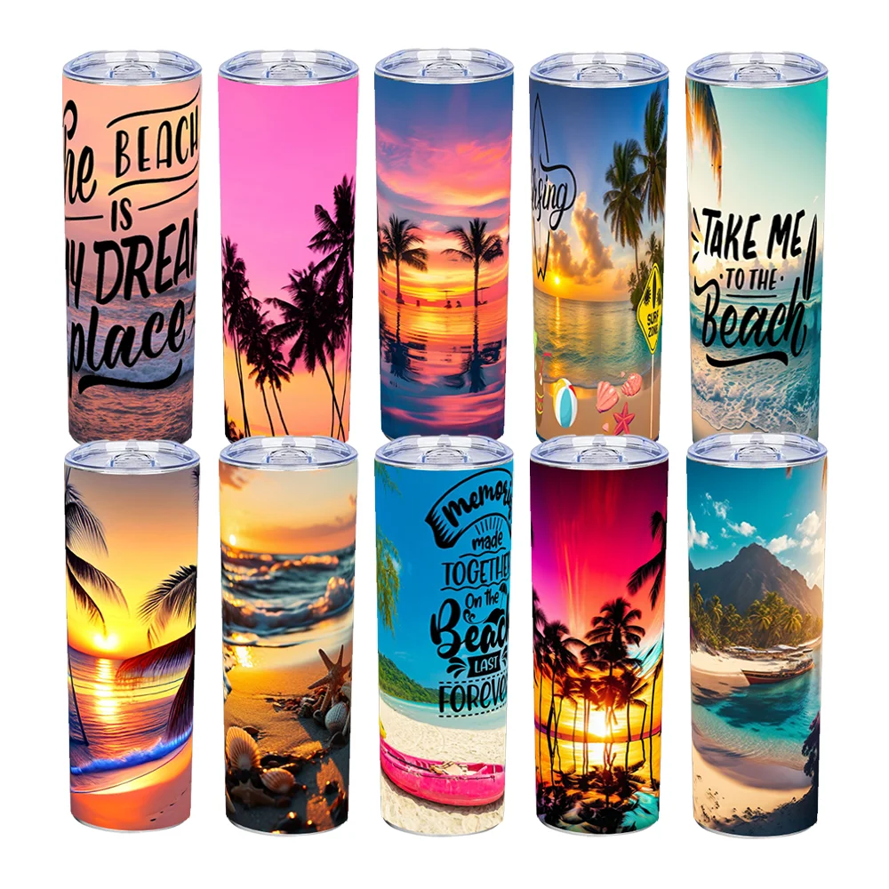 

Кружка из нержавеющей стали с пейзажной изоляцией, 20 унций, с крышкой и соломинкой, 1 шт., многоразовая бутылка для воды, повседневная чашка, кофейная кружка, спортивная чашка