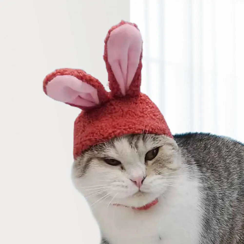 Pet Hat Bunny Ears Pet Hat Eye-catching Cartoon Pet Cat Dog Headgear Cute Cozy Rabbit Ears Hat for Cats Fashionable Funny Warm