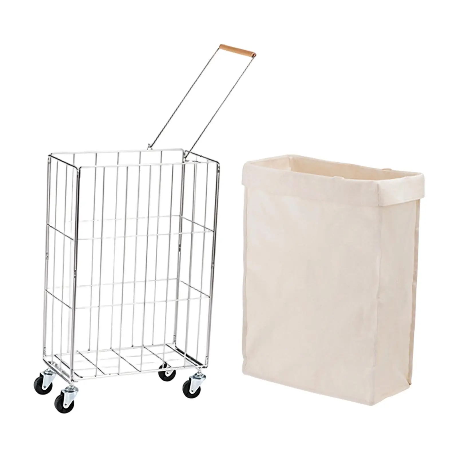 

Vertical Foldable Laundry Hamper with Handle Stainless Steel Clothes Basket Organizer for Laundry Room and Closet