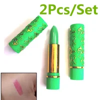 Pintalabios mágico verde oscuro, delineador de labios de larga duración, cosméticos que cambian de Color, maquillaje, 2 uds.