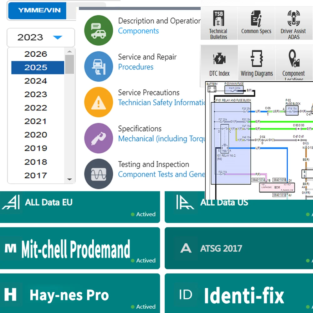 Alldata 10.53 Auto Data Wiring Diagram Car ECU Repair Software For Mit-chell Iden-tifix Easy Install Trucks Diagnostic Tool