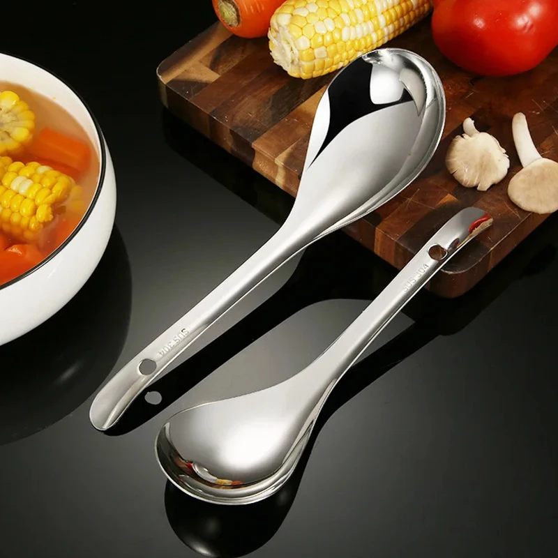 304 Stainless Steel Small Hat Ramen Soup Ladle Rice Serving Spoon Stainless Steel Tablespoons Long Handle Tableware