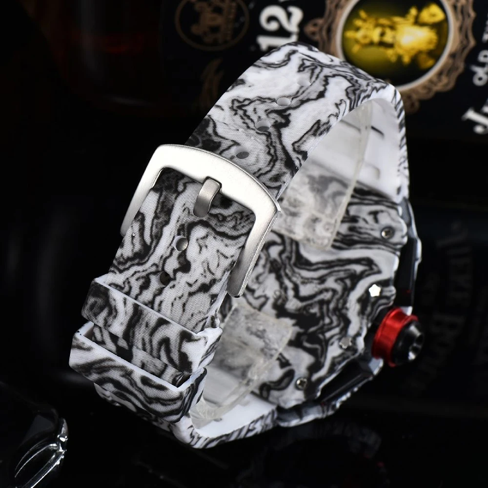 Leopard Print Quartz Watch Men Tonneau Luxury Brand Men's Watch Top Waterproof Unique Creative Watch Wine Barrel Shaped Clcok