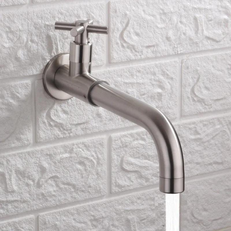 

Настенный смеситель для раковины в ванную комнату, матовый черный, однорычажный, для холодной воды, для туалета, сада, улицы, балкона, G1/2'