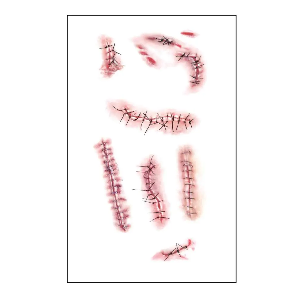 جديد هالوين الجرح ندبة الوشم ملصق للنساء الرجال الذراع هيئة الفن الوشم ملصق مقاوم للماء محاكاة الجرح الخدوش الاسمية I3k4