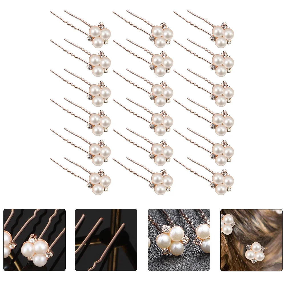

18Pcs Pearl Rhinestone U Shape Hairpins High Quality Alloy Material Comfortable Grip for Everyday Styles Bridal Hairpin