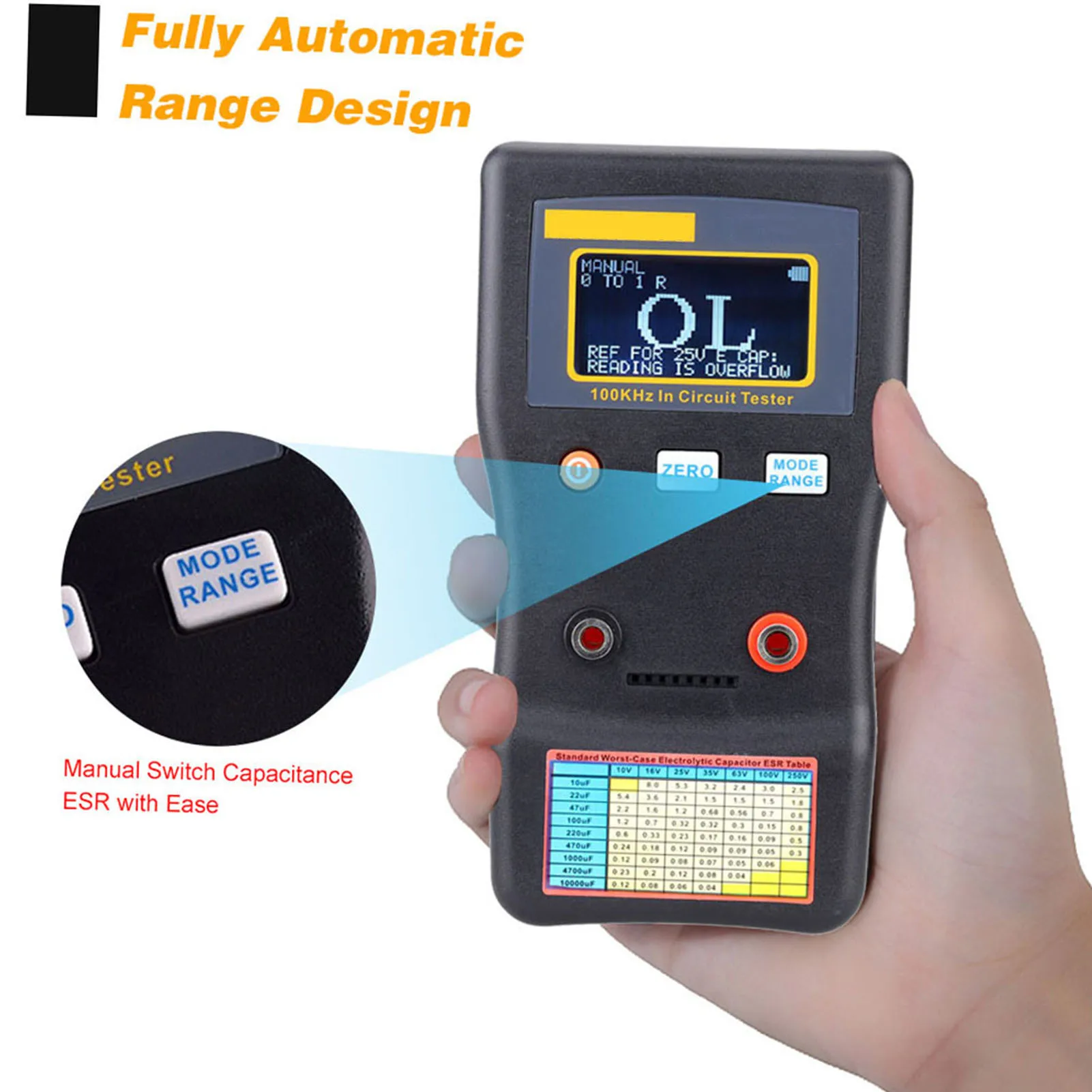 New MESR-100 Capacitance Ohm Meter Professional Capacitance Resistance Capacitor Circuit Testing Device Capacitor Tester