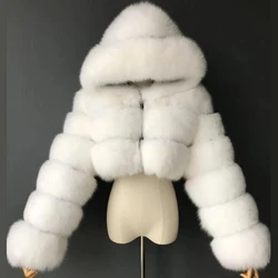 Chaqueta de piel sintética con capucha para mujer, abrigo grueso y cálido, chaqueta recortada peluda, Top esponjoso, moda de invierno, nuevo