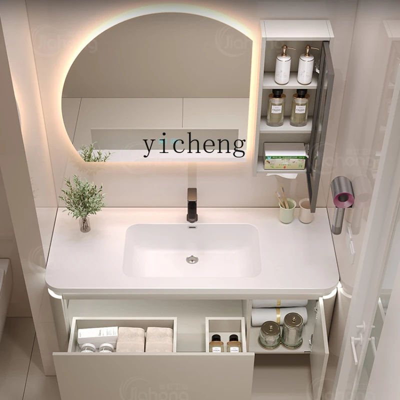 

Xc Whole Washbin Washstand Cream Style Bathroom Cabinet Modern Bathroom Light Luxury Face Washing Wash Basin Cabinet Combination