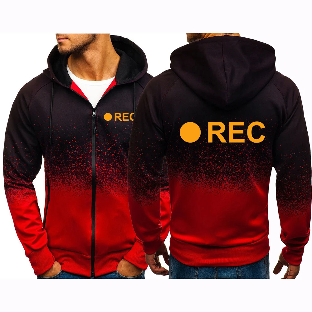 REC Print men's gradient-colored coat is suitable seasons and features a modern and fashionable design hoodies jacket