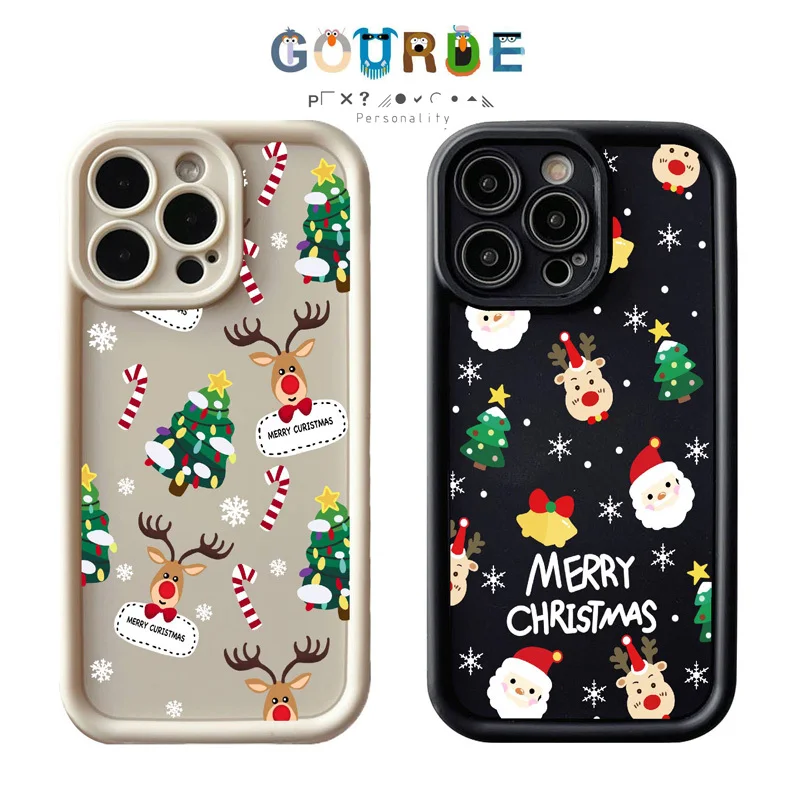 Gourde Aesthetic Merry Christmas Casing Soft Silicone Case for iPhone 16 15 14 12 13 11 Pro Max IP 7 8 Plus X XS XR XsMax