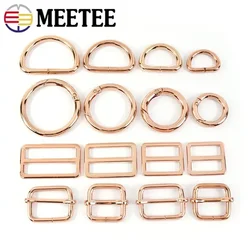 5Pcs RoseGold Bag Buckles Metal O D Ring Clip Clasp Tri Glide Slider Hook Backpack Belt Strap DIY Hardware Sewing Accessories