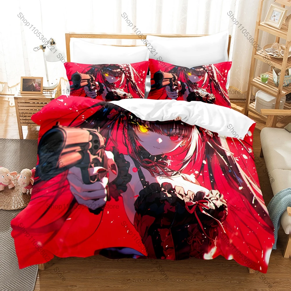 Anime Date A Live Bedding Set High Definition Print Soft Bed Linen Tohka Yatogami Kurumi Tokisaki Bed Cover Set for Otaku