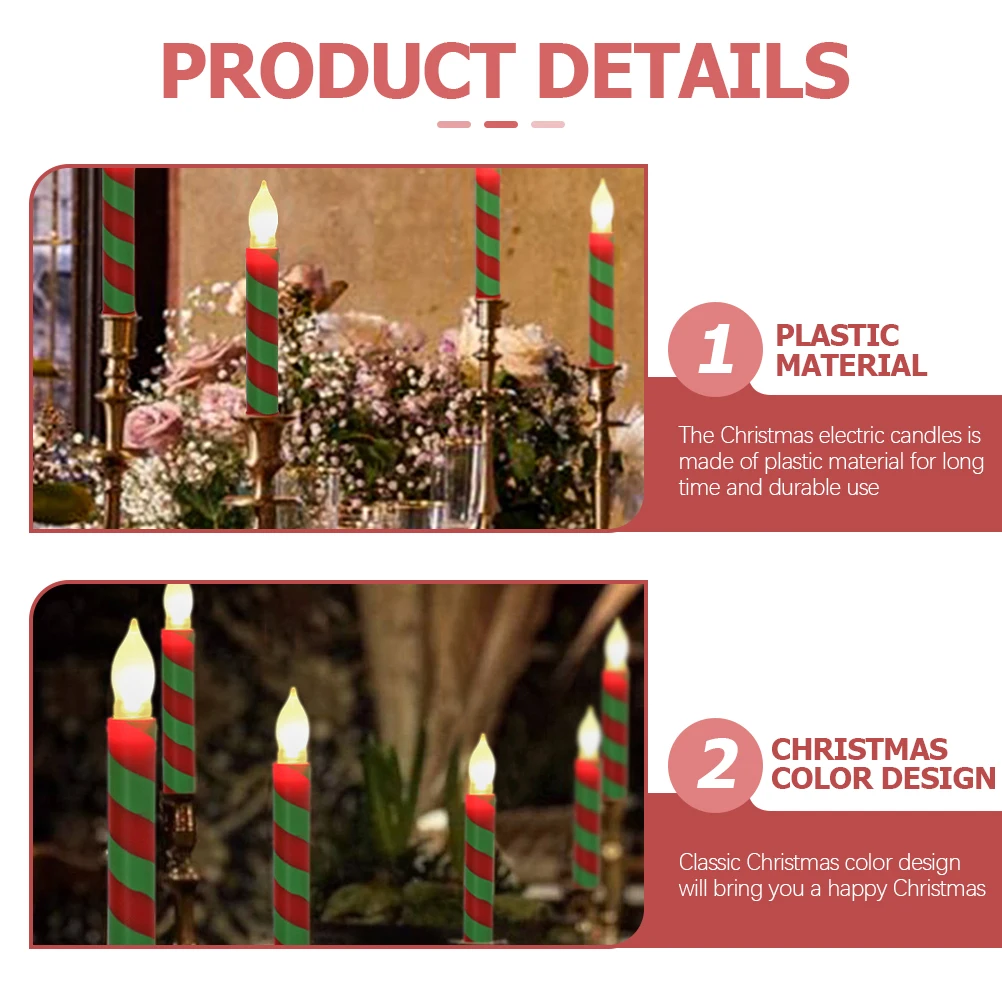 

12 Pcs Electronic Flameless Electric Candles Realistic Flickering Conical