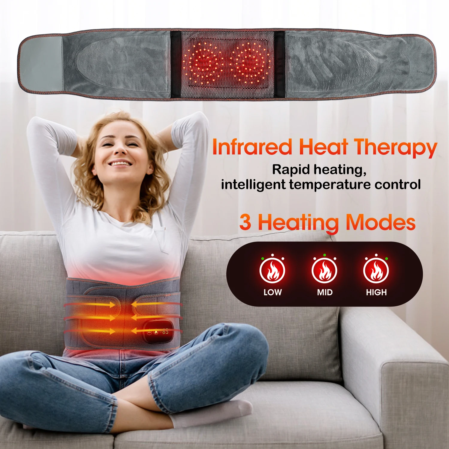 Electric Heating Waist Massager Vibration Hot Compress Lumbar Brace Belt Waist Massage Back Support Relax Blood Circulation