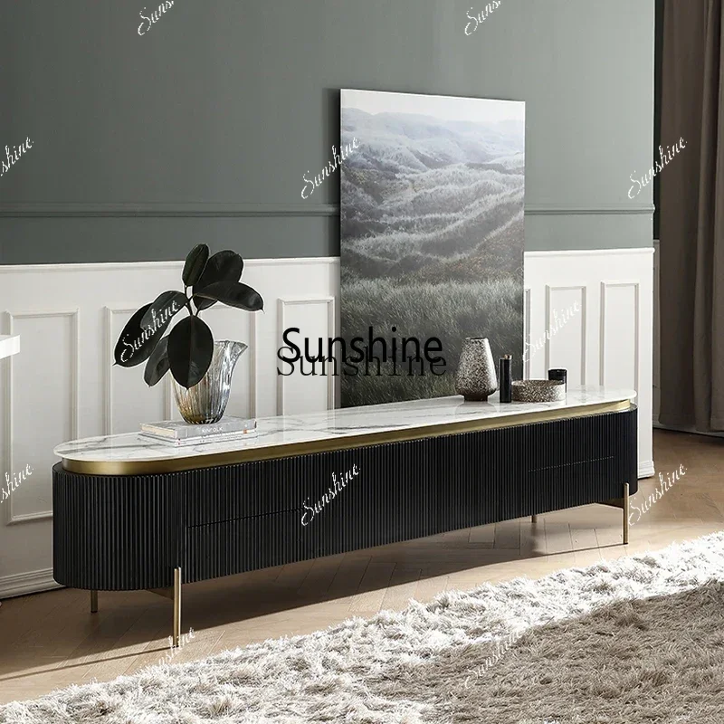 Italian high-end rock panel TV cabinet, simple living room audio-visual cabinetX