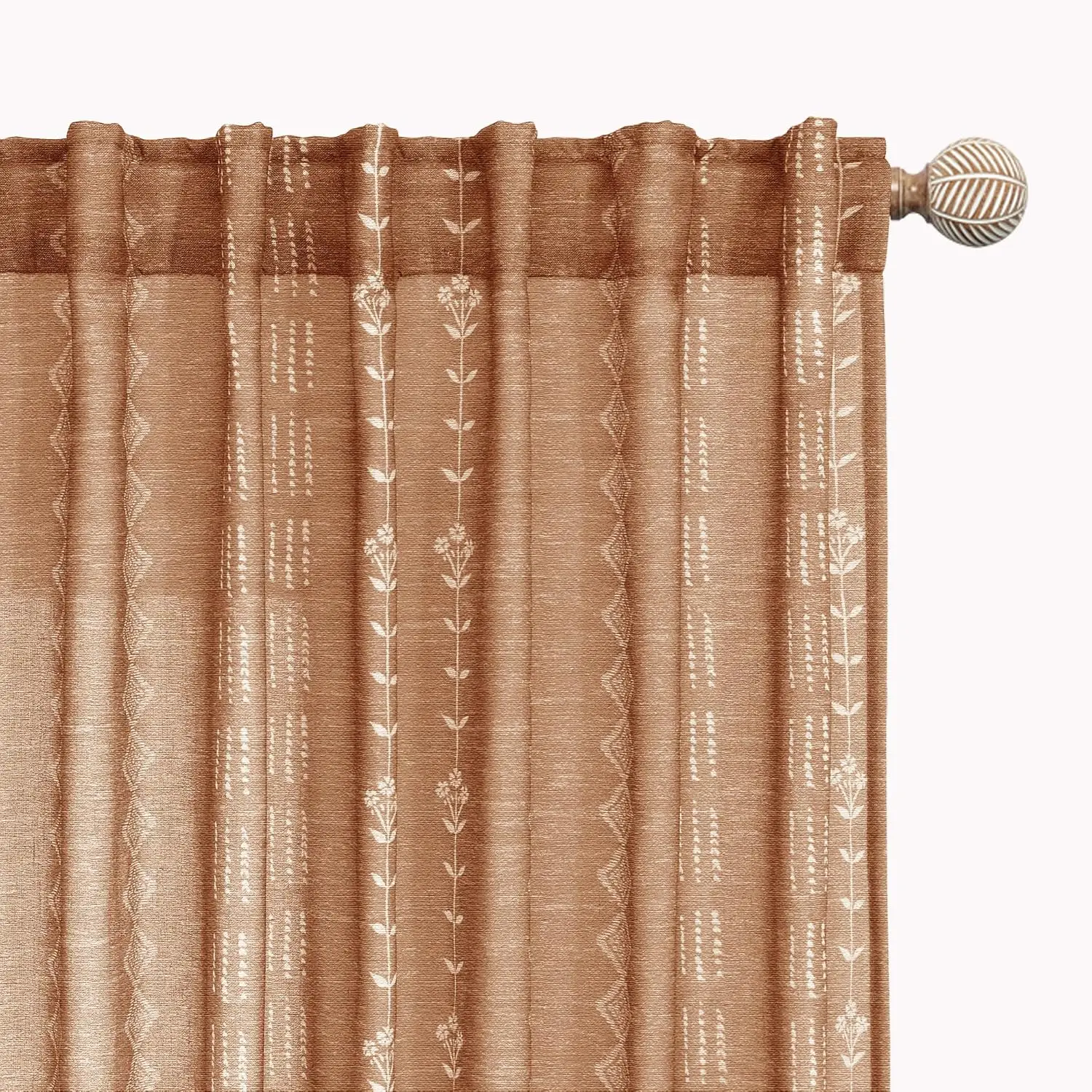 Vintage Blumenmuster Baumwollvorhang Rostfarbene Rote Vorhänge 84 Zoll Lang 1-teiliges Set für Schlafzimmer Wohnzimmer