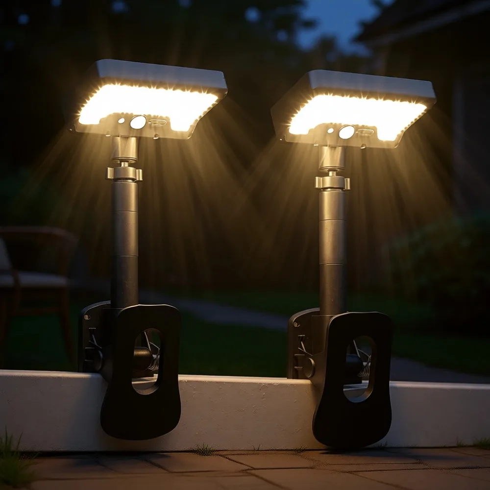 

Солнечный светильник с датчиком движения, 92 светодиода, 600 лм, водонепроницаемый, для забора, террасы, водостока, с креплением на клипсе, для охранного освещения