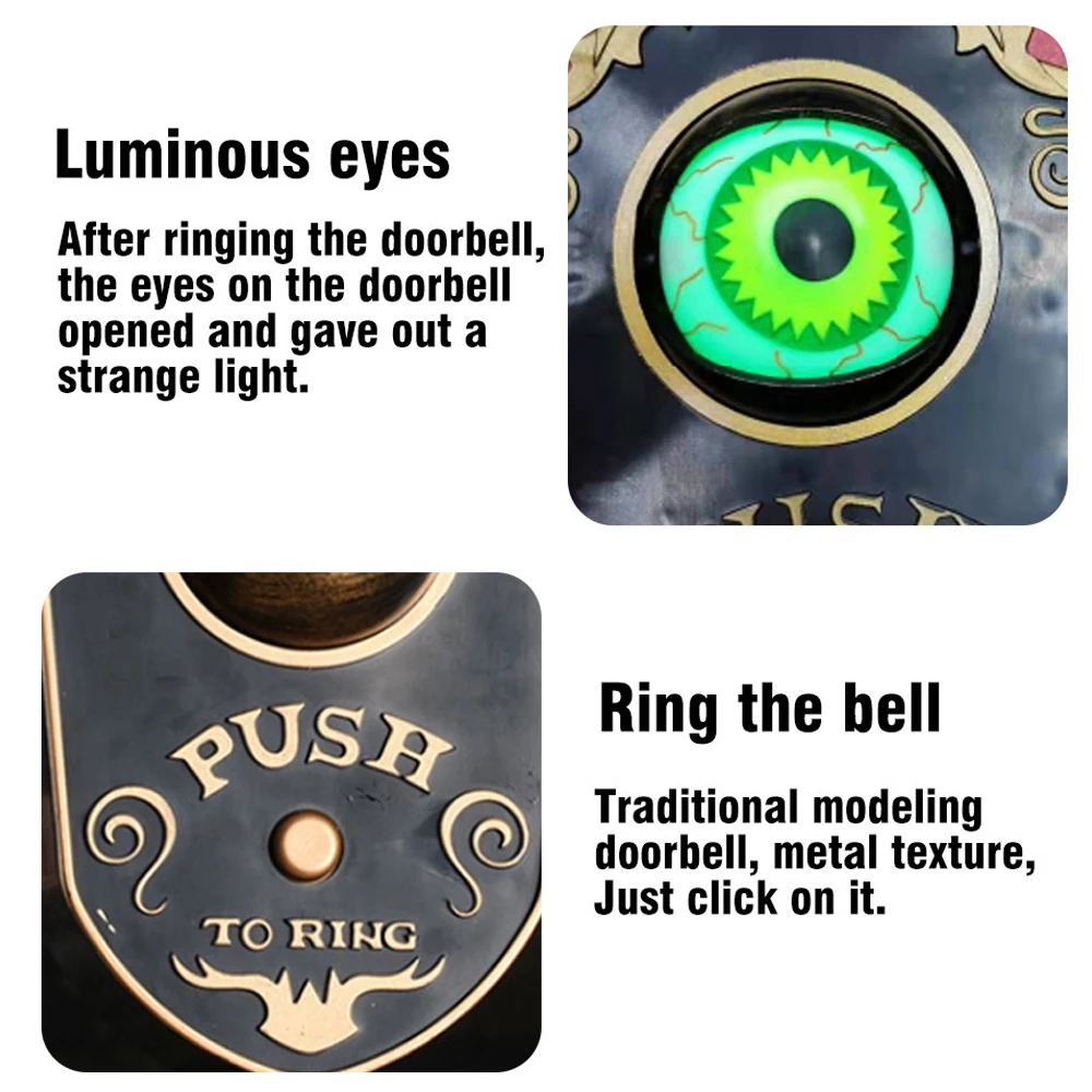 Horror Halloween Decoration One-eyed Doorbell Prop Bar Haunted House Glowing Hanging Electric Luminous Sounding Eyeball DoorbelL