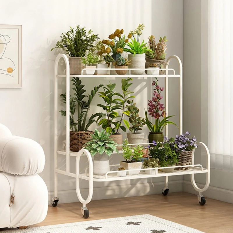 em-Cream wind plant stand floor-to-ceiling movable Wrought iron flower stand indoor patio giardino arredo Balcony furniture-