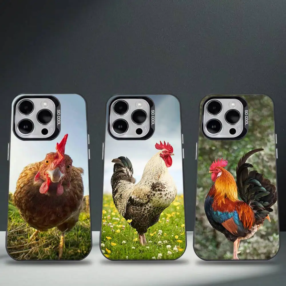 

Чехол для телефона Animal Hen Rooster для iPhone 17,16,15,14,13,12,11,Pro,Max,Plus,E,Air,Mini Black Tpu Cover