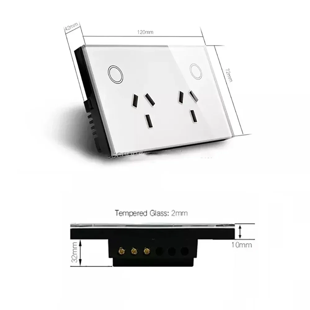 Shawader Zigbee Tuya Smart Wall Socket AU Electrical Plug Outlet 10A Power Touch Sensor Switch Wireless Remote Alexa Google Home